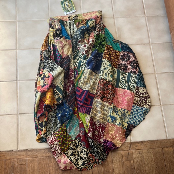 GYPSY ROSE HANDMADE Bohemian Patchwork Maxi Skirt NWT, Hippie - Picture 8 of 12